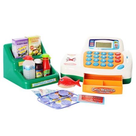 фото Кассовый аппарат с калькулятором и продуктами 7254