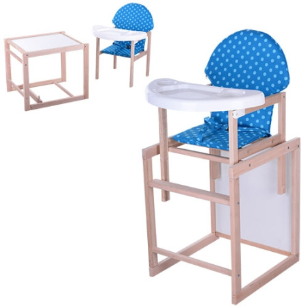 фото Детский стульчик для кормления VIVAST M V-102-3 деревянный (сине-голубой)