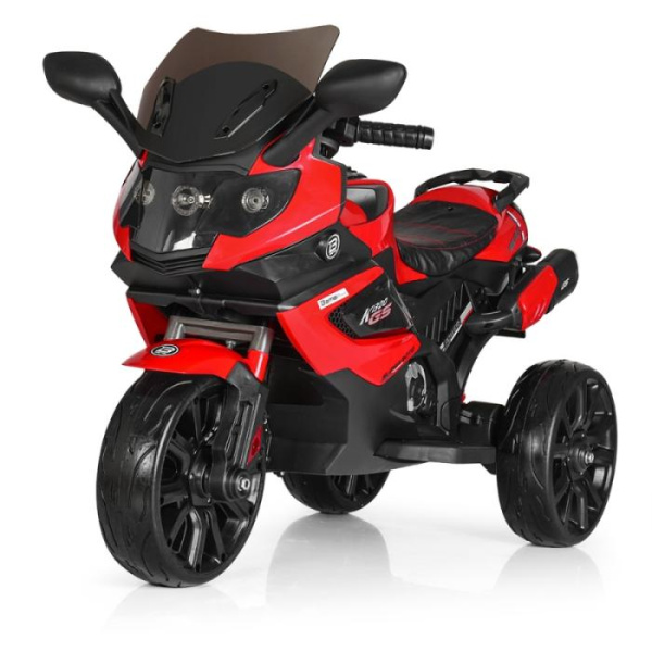 Мотоцикл для детей Bambi M 3986EL-3 два мотора 20W и кожаное сиденье (красный)