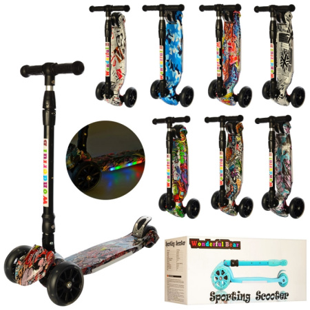 фото Детский самокат JR 3-060-10 трехколесный со светом (руль 68-85)