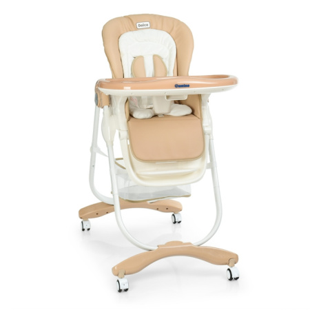 фото Стульчик для кормления с выдвижным столиком El Camino Dolce M 3236-11 на колесиках (бежевый)