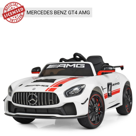 фото Спортивный детский электрокар Mercedes AMG M 4050EBLR-1 кожаное сиденье (белый)