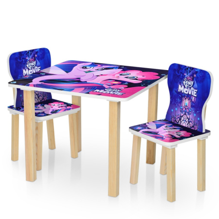 фото Детский деревянный столик 506-55 Маленькая Пони со стульчиками