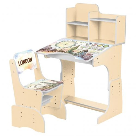 фото Парта Bambi B 2071-35 с полочками (бежевая, Лондон)