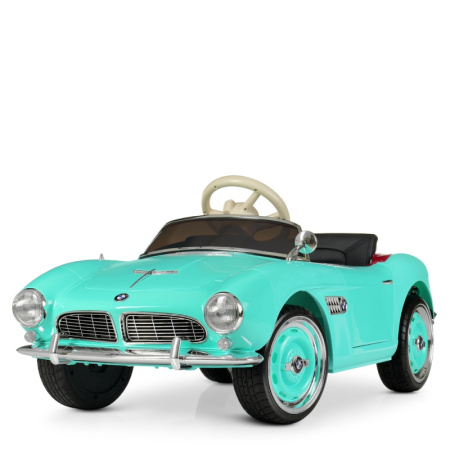 фото Детский электромобиль ретро BMW M 4169EBLR-5 с кожаным сиденьем и радиоуправлением (бирюзовый)