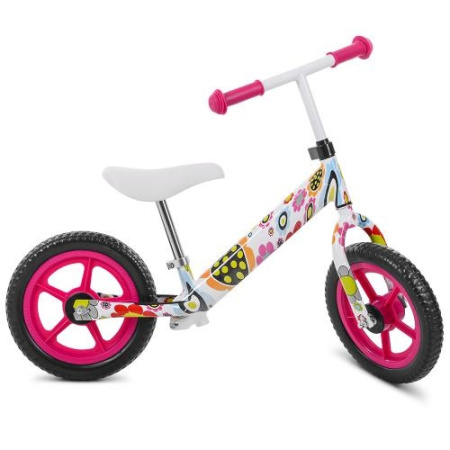 фото Беговел детский 12 дюймов PROFI KIDS M 3440W-3 колеса EVA (белый flowers)