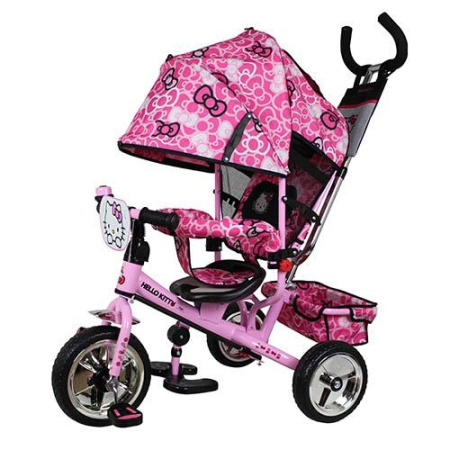 фото Детский трехколесный велосипед HK 0118-02 Hello Kitty, велосипед колясочного типа с ручкой (розовый)