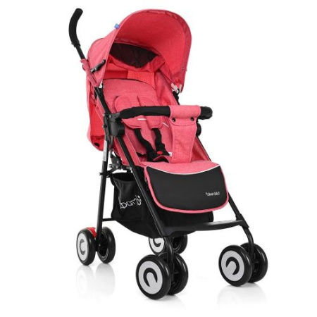 фото Коляска для детей BAMBI M 3458-2-3 прогулочная трость книжка глубокая крыша (коралловая)