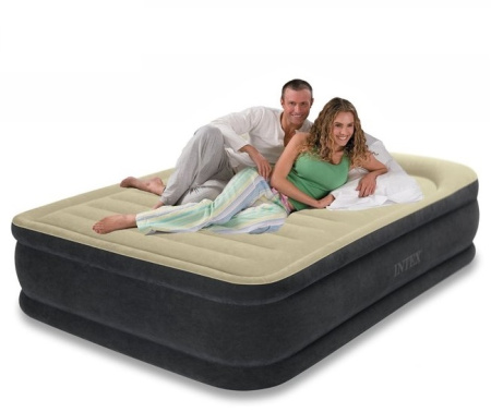 фото Надувная велюр кровать 64408 Intex (двухместная) со встроенным насосом