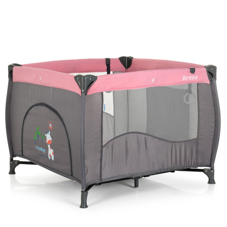 фото Квадратный манеж для детей El Camino ME 1030 ARENA Pink Len с входом (серо-розовый)