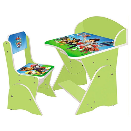 фото Парта со стульчиком для детей ML-315-17-3 Щенячий патруль (салатовая)