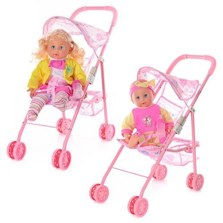 фото Коляска для куклы 114-1-3 с мягкотелым пупсом