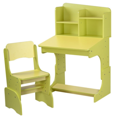 фото Детская парта со стульчиком F 2071A-6-5 регулируемая высота (желто-салатовая)