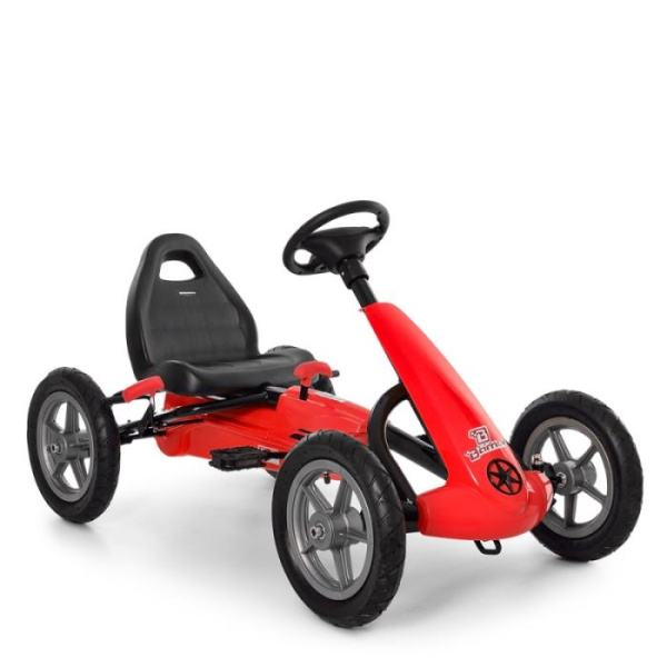Детский педальный карт Bambi M 4120-3 ручной тормоз и надувные колеса (красный)