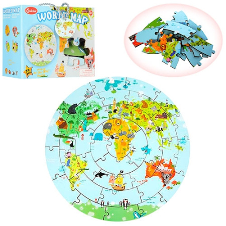 фото Деревянная игрушка Пазлы TNWX-6126 карта мира (36 деталей)