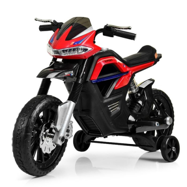 Детский мотоцикл Bambi JT5158-3 с дополнительными колесами (красный)