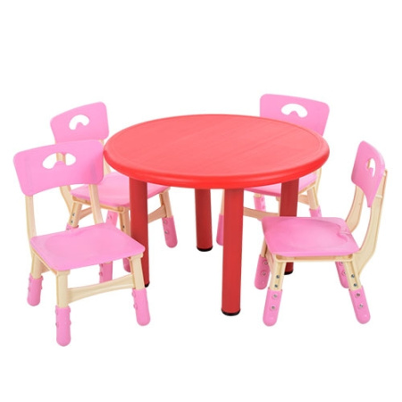 фото Детский столик со стульчиками TABLE2-3-8 регулируемая высота (красно-розовый)