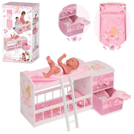 фото Деревянная кровать для куклы DeCuevas 54323 двухэтажная постель