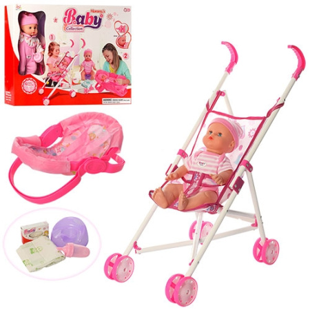 фото Кукла-пупс с коляской NEW208AC люлька-переноска горшок подгузник