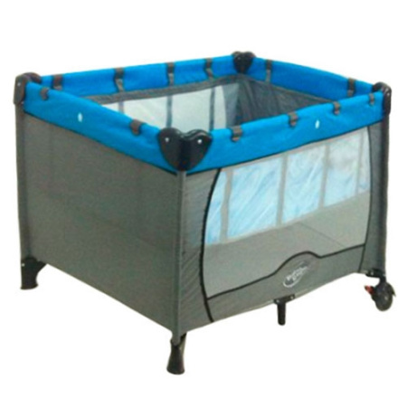 фото Манеж двухуровневый на 2-х колесиках G 200-4 (серо-голубой)