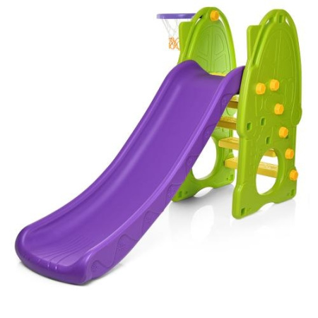 фото Детская горка YG2016-8-1 с баскетбольным кольцом (фиолетово-зеленая)