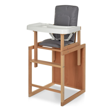фото Деревянный стульчик для кормления R6 трансформер с ремнями (серый)