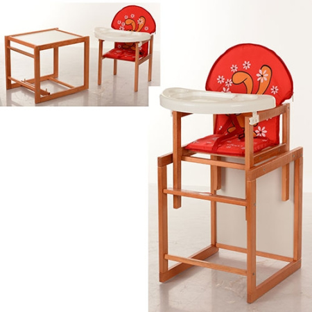 фото Стульчик  для кормления  Vivast М V-013-21-3 трансформер 2в1, деревянный  (красный заяц)