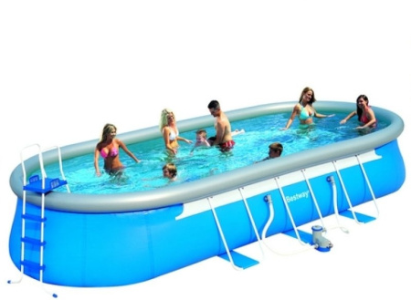 фото Семейный бассейн  56119 BESTWAY, овальный (610-366-122 см), тент, лестница, фильтр-насос