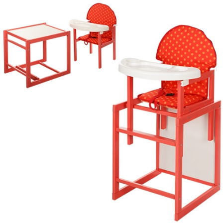фото Стульчик – трансформер VIVAST М V-100 К-К-1 крашенный (красный в горох)