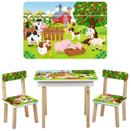 фото Столик с ящиком и двумя стульчиками 503-10 Ферма