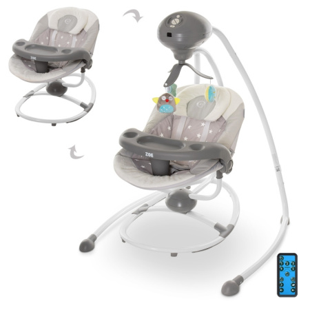 фото Электрокачели для детей El Camino ME 1048 ZOE Gray Stars с пультом управления (серые со звездами)