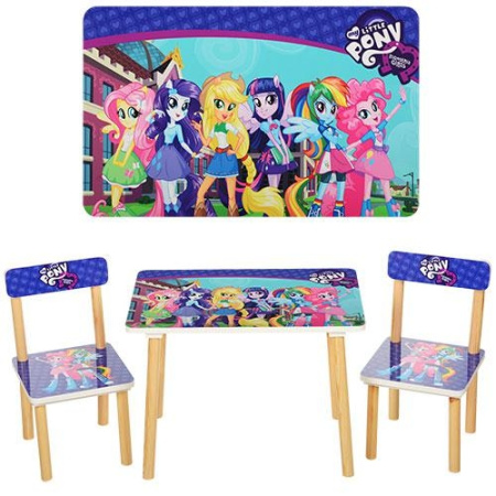 фото Детский столик со стульчиками 501-9-2 Little Pony деревянный