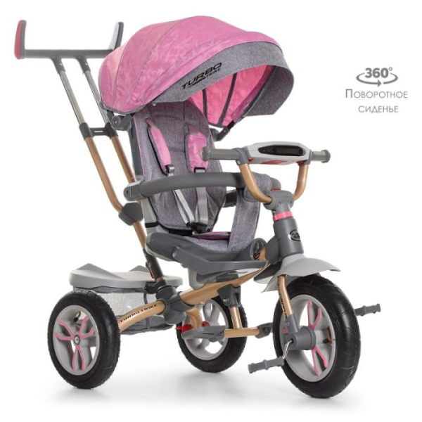 Трехколесный велосипед для детей TurboTrike M 4058-15 поворотный со светом (нежно-розовый)