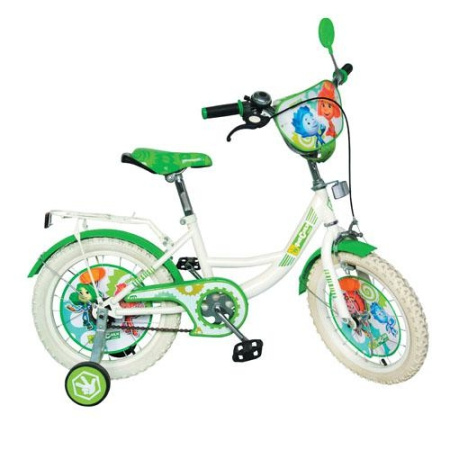фото Детский двухколесный велосипед 12" FX 0034 W Фиксики (зеленый с белым)