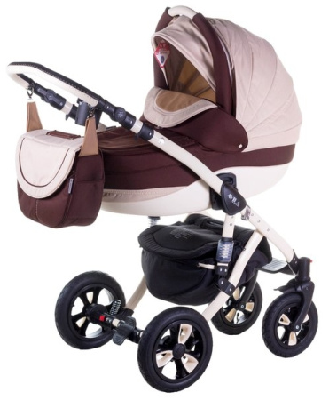 фото Коляска 2 в 1 Adamex Avila 10P белый-бежевый-шоколадный 620129