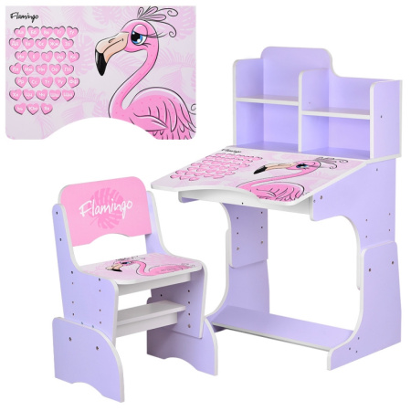 фото Парта-растишка для детей W 2071-74-4 Фламинго регулируется высота (сиреневая)