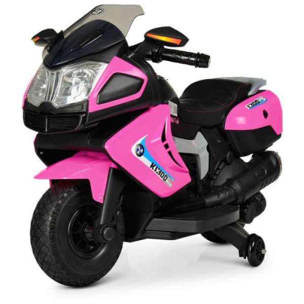 Детский мотоцикл Bambi M 3625EL-8 колеса EVA и кожаное сиденье (розовый)