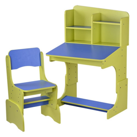 фото Детская парта со стульчиком F 2071A-4-5 регулируемая высота (сине-салатовая)