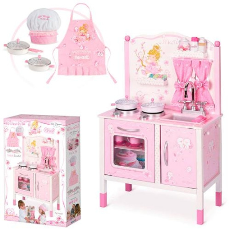 фото Детская деревянная кухня DeCuevas 54623 посуда и костюм повора