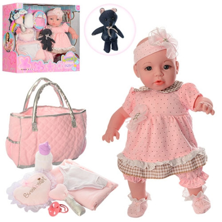 фото Мягконабивной пупс 60669 сумка соска аксессуары (39 см)