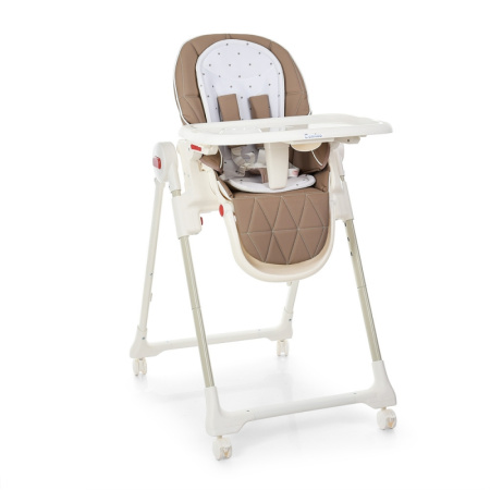 фото Детский стульчик для кормления El Camino ME 1037 CRYSTAL Stars Latte кожаный (бежевый)