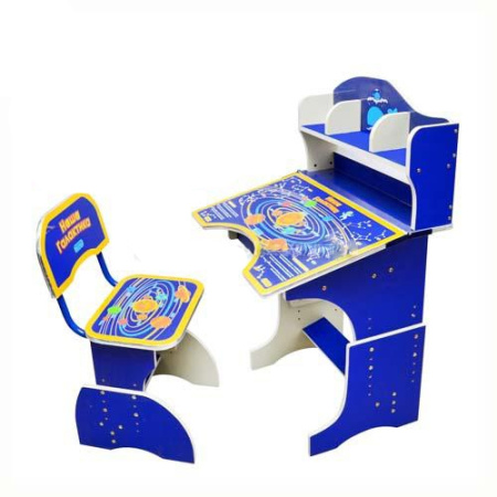 фото Детская парта HB 2878 со стульчиком и полочками, высота регулируется