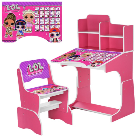 фото Детская парта со стульчиком W 2071-75-5 LOL регулируемая высота (малиновая)