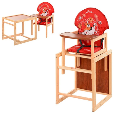 фото Детский стульчик М V-010-21-6 для кормления трансформер 2 в 1 Vivast (красный собака)