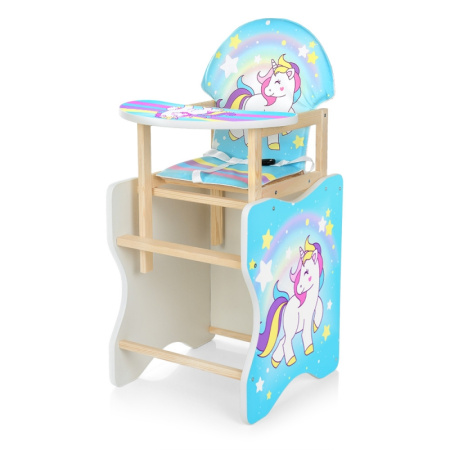фото Деревянный стульчик-трансформер для кормления М K-112-44-4PU Единорог экокожа (голубой)