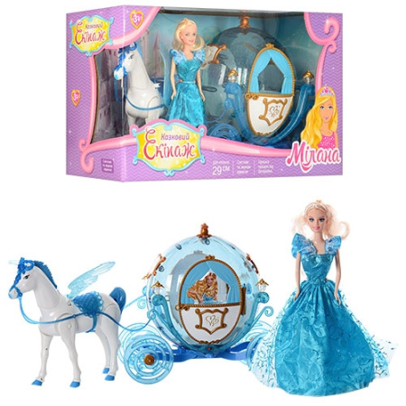 фото Сказочная карета 219A с лошадью и куклой ходит и машет крыльями