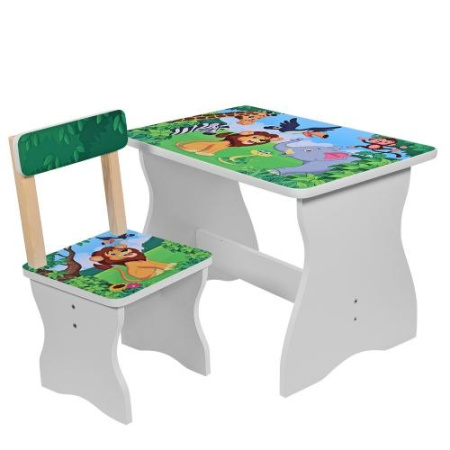 фото Детский деревянный столик со стульчиком 504-11 Зоопарк