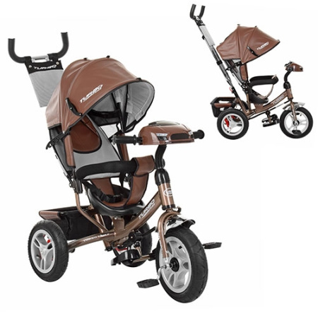 фото Детский 3-хколесный велосипед Turbo Trike M 3115HAL-13 надувные колеса кожаный (шоколад)