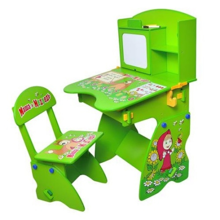 фото Детская парта M 0325 Маша и мишка со стульчиком, регулируемая