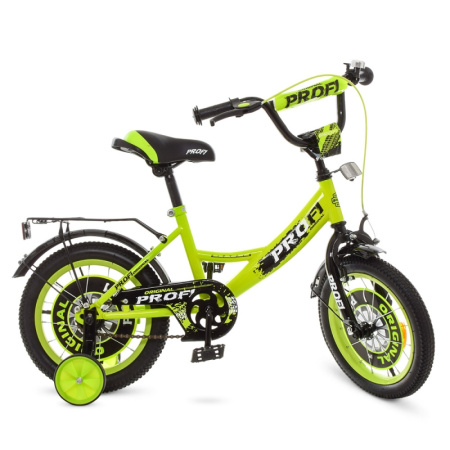 фото Велосипед для детей 14 дюймов Profi Y1442 Original boy с приставными колесами (салатовый)